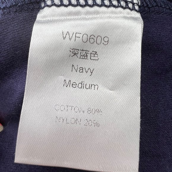 Navy Blue Knit Dress size M Pockets Stretchy Short Sleeve Flowy V Neck - Picture 4 of 4